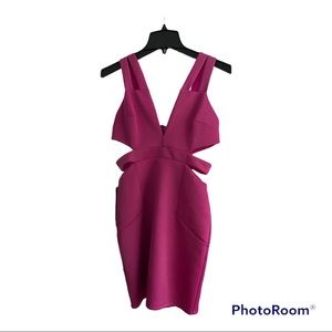 Bebe Fitted Pink Cut Out Dress
